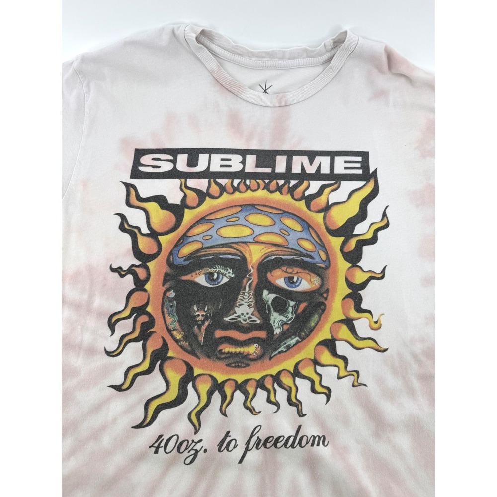 Sublime 40oz to‎ Freedom Graphic T-Shirt Large Cotton Tie Dye Pink Band Tee Sun